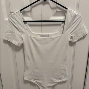 Size XS Babaton White Square Neck Bodysuit